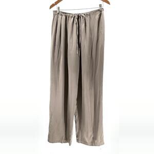 Banana Republic Warm Grey 100% Silk Satin Drawstring Elastic Waist Pants